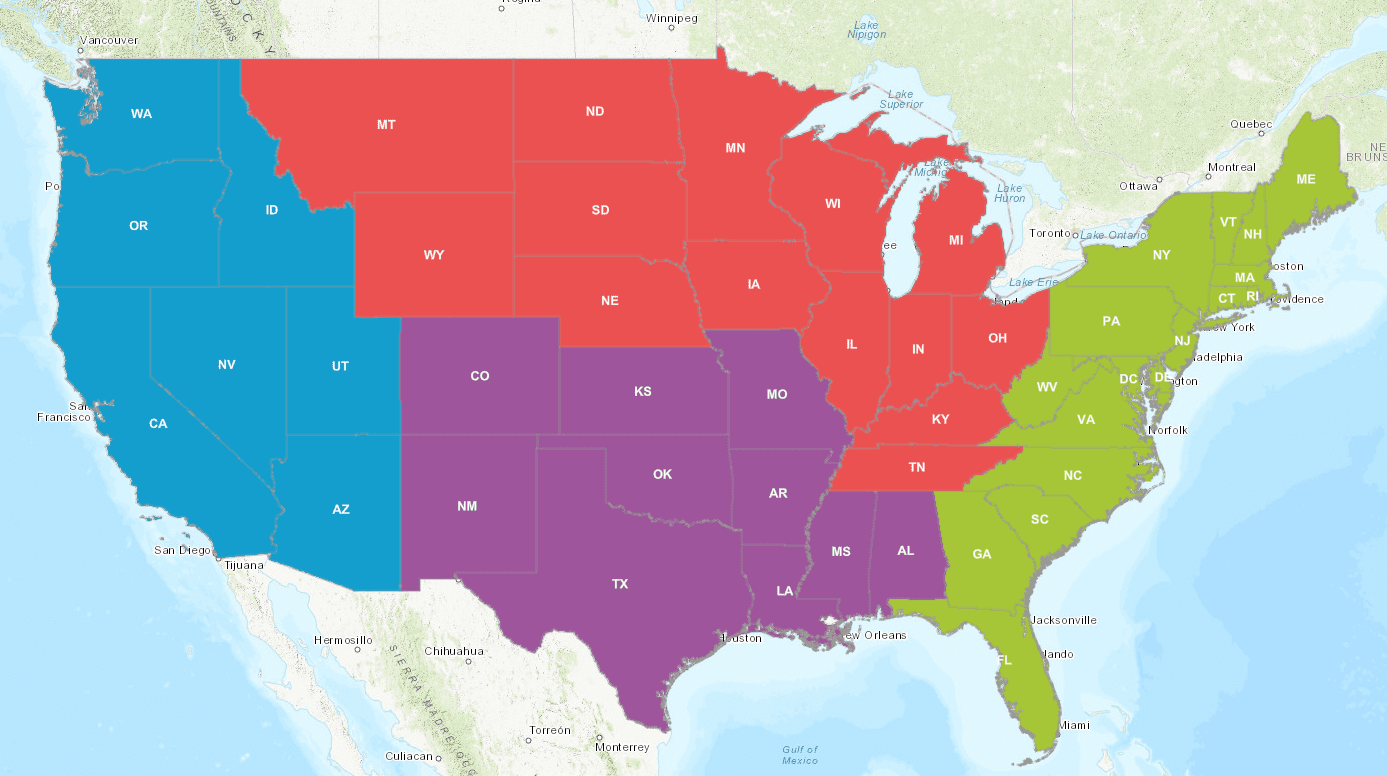US Sales Territory Map